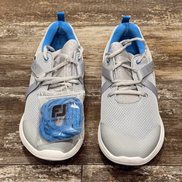 FootJoy Flex Women's Golf Shoes Gray Blue Spikeless FJ Sneakers Size 9.5‎ NEW - Picture 3 of 11